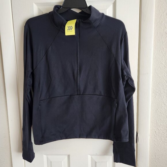 All In Motion Womens Jacket 1/2 Zip Pullover Long Sleeve Top 3X Black NWT - Picture 1 of 9